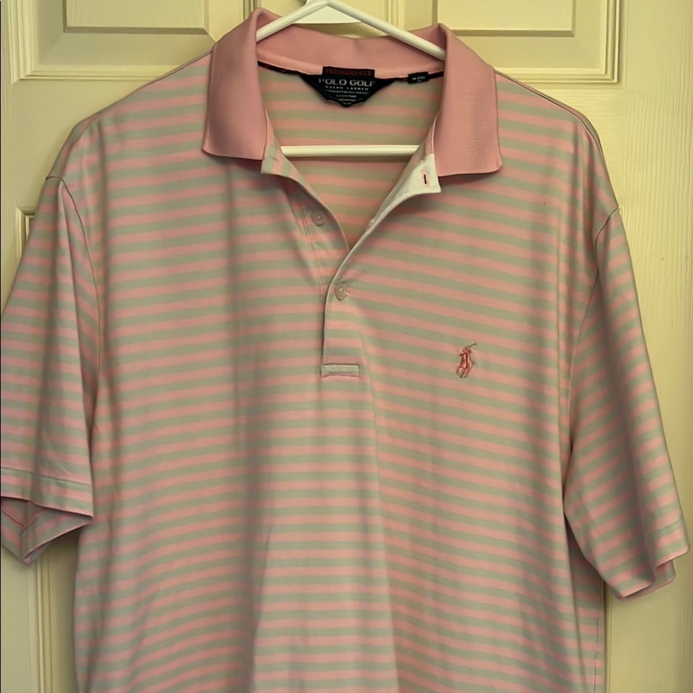 Polo by Ralph Lauren Pink Striped Polo Shirt with Embroidered Logo